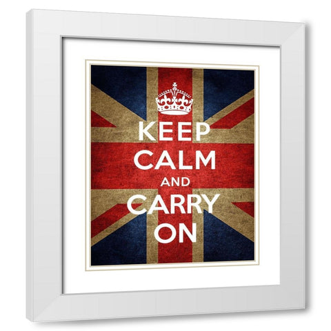 Keep Calm and Carry On - Union Jack White Modern Wood Framed Art Print with Double Matting by The British Ministry of Information