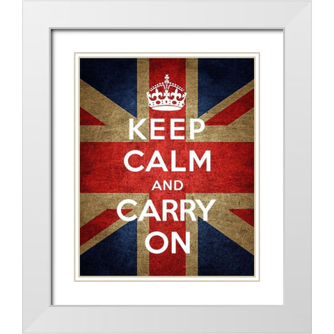 Keep Calm and Carry On - Union Jack White Modern Wood Framed Art Print with Double Matting by The British Ministry of Information