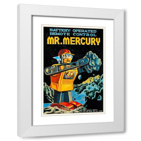 Battery Operated Remote Control Mr. Mercury White Modern Wood Framed Art Print with Double Matting by Retrobot