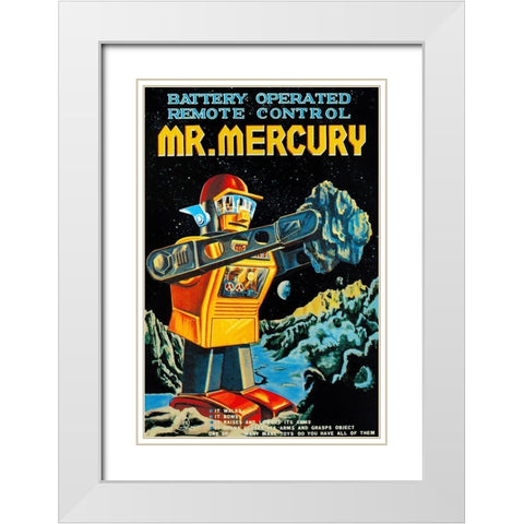Battery Operated Remote Control Mr. Mercury White Modern Wood Framed Art Print with Double Matting by Retrobot