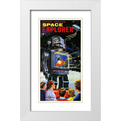Battery Operated Space Explorer White Modern Wood Framed Art Print with Double Matting by Retrobot