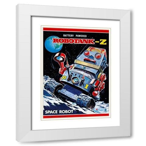 Robotank-Z Space Robot White Modern Wood Framed Art Print with Double Matting by Retrobot