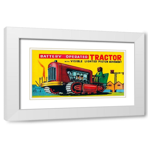 Battery Operated Tractor White Modern Wood Framed Art Print with Double Matting by Retrobot