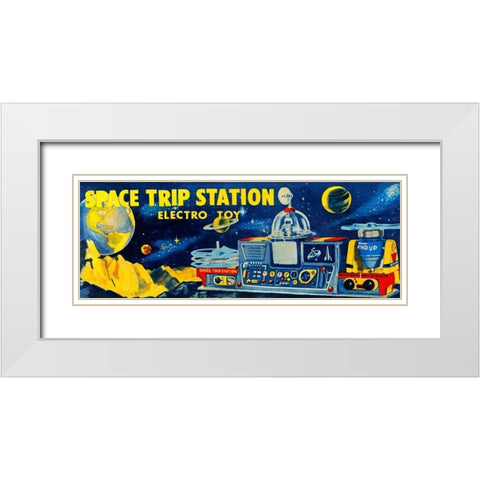Space Trip Station Electro Toy White Modern Wood Framed Art Print with Double Matting by Retrobot