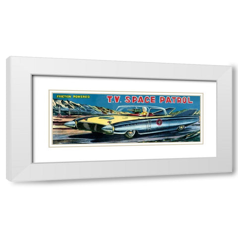 T.V. Space Patrol Car White Modern Wood Framed Art Print with Double Matting by Retrobot
