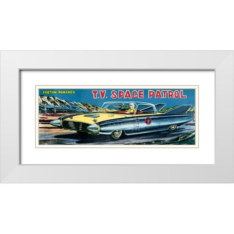 T.V. Space Patrol Car White Modern Wood Framed Art Print with Double Matting by Retrobot