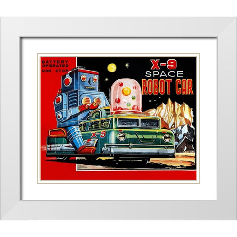 X-9 Space Robot Car White Modern Wood Framed Art Print with Double Matting by Retrobot