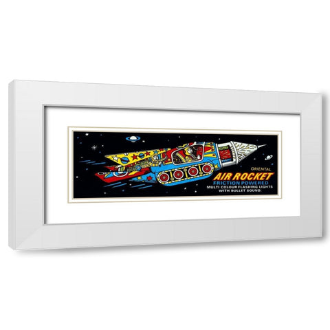 Oriental Air Rocket White Modern Wood Framed Art Print with Double Matting by Retrobot