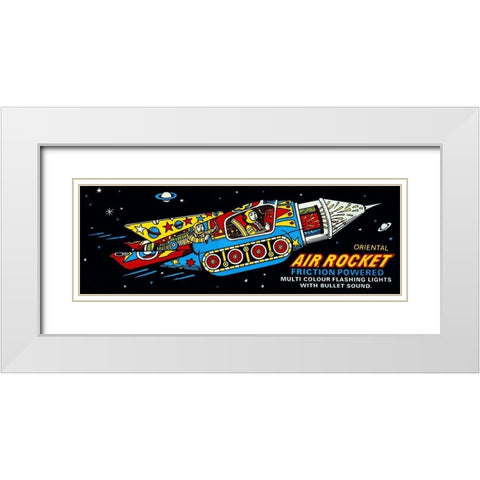 Oriental Air Rocket White Modern Wood Framed Art Print with Double Matting by Retrobot