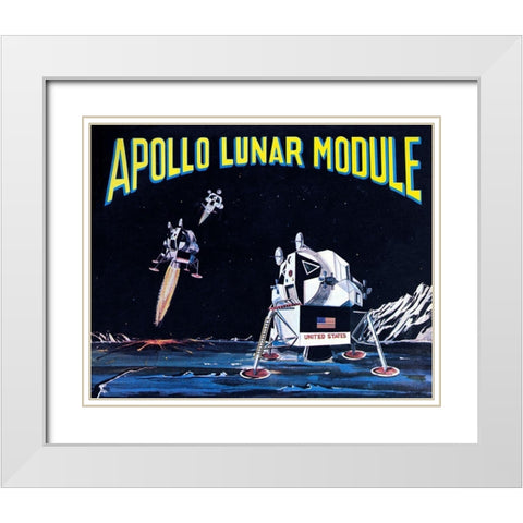 Apollo Lunar Module White Modern Wood Framed Art Print with Double Matting by Retrobot