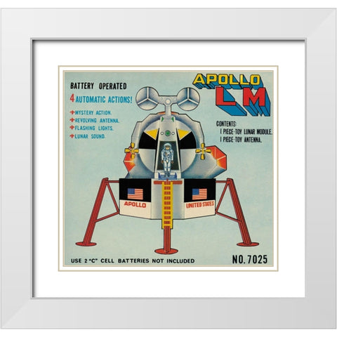 Apollo L-M (Lunar Module) White Modern Wood Framed Art Print with Double Matting by Retrobot