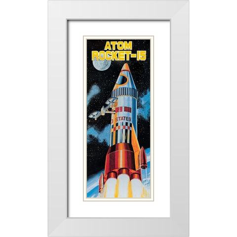 Atom Rocket-15 White Modern Wood Framed Art Print with Double Matting by Retrobot