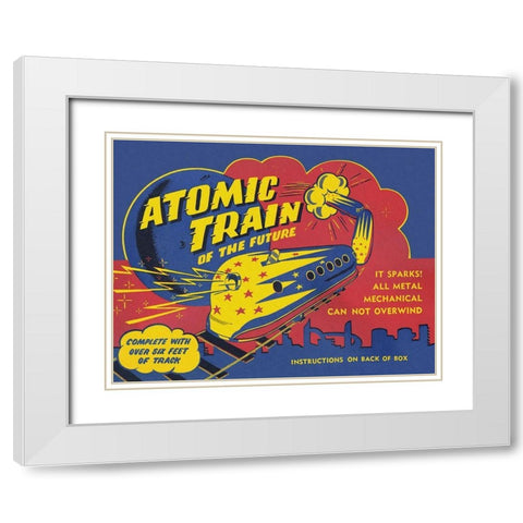 Atomic Train of the Future White Modern Wood Framed Art Print with Double Matting by Retrobot