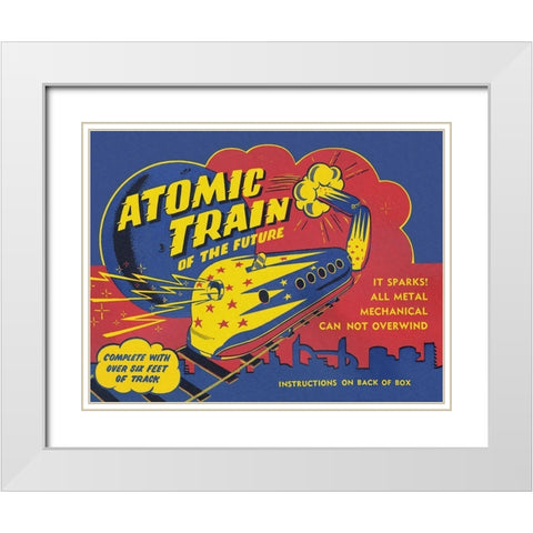 Atomic Train of the Future White Modern Wood Framed Art Print with Double Matting by Retrobot