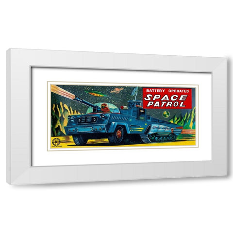 Space Patrol White Modern Wood Framed Art Print with Double Matting by Retrobot