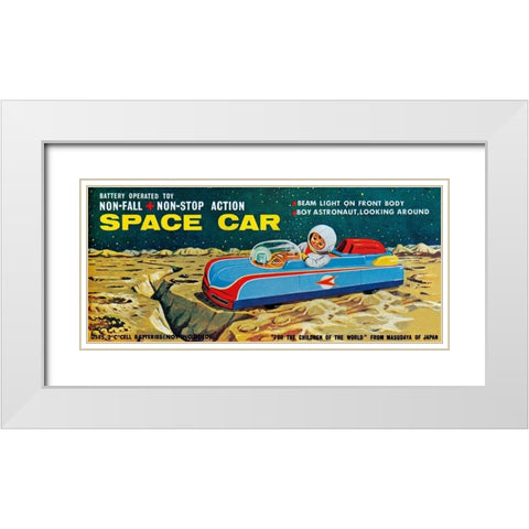 Space Car White Modern Wood Framed Art Print with Double Matting by Retrobot
