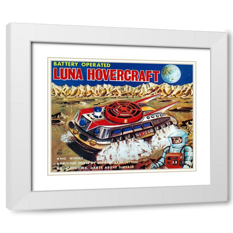 Luna Hovercraft White Modern Wood Framed Art Print with Double Matting by Retrobot