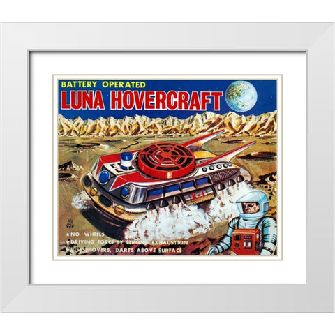 Luna Hovercraft White Modern Wood Framed Art Print with Double Matting by Retrobot