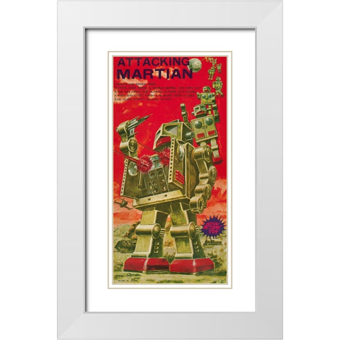 Attacking Martian White Modern Wood Framed Art Print with Double Matting by Retrobot