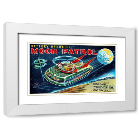 Battery Operated Moon Patrol XT-978 White Modern Wood Framed Art Print with Double Matting by Retrobot