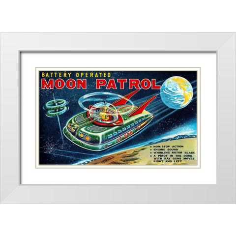 Battery Operated Moon Patrol XT-978 White Modern Wood Framed Art Print with Double Matting by Retrobot