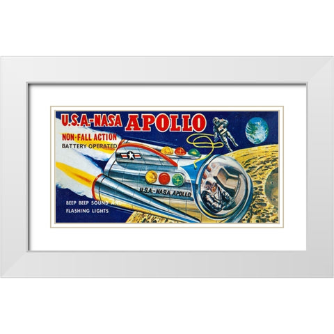 U.S.A. - NASA Apollo White Modern Wood Framed Art Print with Double Matting by Retrobot