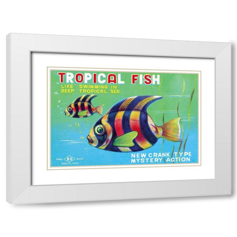 Tropical Fish White Modern Wood Framed Art Print with Double Matting by Retrobot