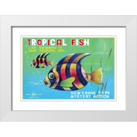 Tropical Fish White Modern Wood Framed Art Print with Double Matting by Retrobot