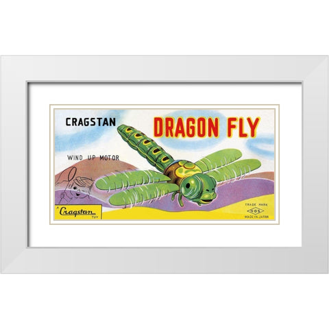 Cragstan Dragon Fly White Modern Wood Framed Art Print with Double Matting by Retrobot