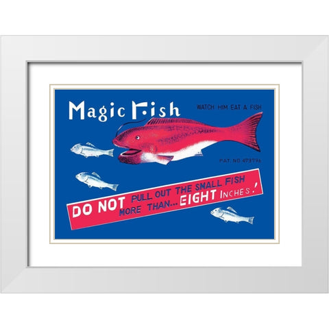 Magic Fish White Modern Wood Framed Art Print with Double Matting by Retrobot