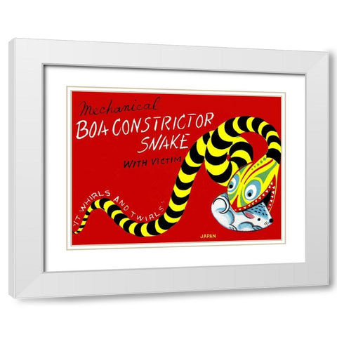 Boa Constrictor Snake with Victim White Modern Wood Framed Art Print with Double Matting by Retrobot