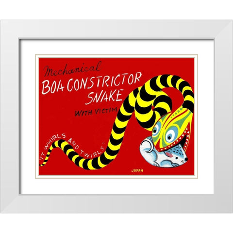 Boa Constrictor Snake with Victim White Modern Wood Framed Art Print with Double Matting by Retrobot