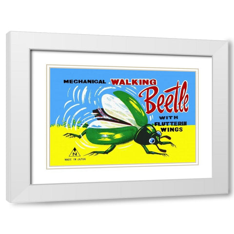 Mechanical Walking Beetle White Modern Wood Framed Art Print with Double Matting by Retrobot