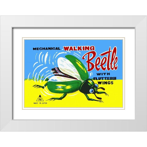Mechanical Walking Beetle White Modern Wood Framed Art Print with Double Matting by Retrobot