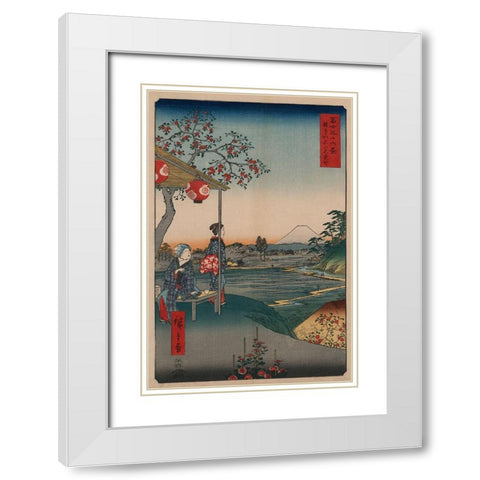 Fujimi Teahouse at Zoshigaya White Modern Wood Framed Art Print with Double Matting by Hiroshige, Ando
