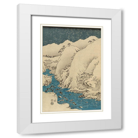 Mountains and rivers on the Kiso Road  #1 White Modern Wood Framed Art Print with Double Matting by Hiroshige, Ando