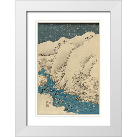 Mountains and rivers on the Kiso Road  #1 White Modern Wood Framed Art Print with Double Matting by Hiroshige, Ando