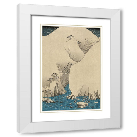 Mountains and rivers on the Kiso Road  #2 White Modern Wood Framed Art Print with Double Matting by Hiroshige, Ando