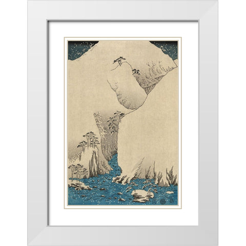 Mountains and rivers on the Kiso Road  #2 White Modern Wood Framed Art Print with Double Matting by Hiroshige, Ando