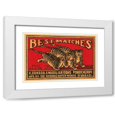 Three Tiger - Best Matches White Modern Wood Framed Art Print with Double Matting by Phillumenart