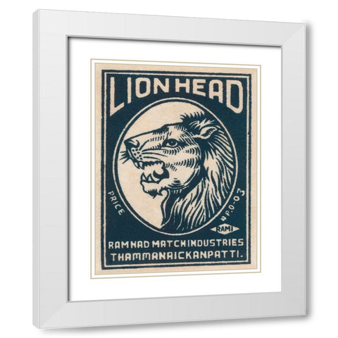 Lion Head White Modern Wood Framed Art Print with Double Matting by Phillumenart