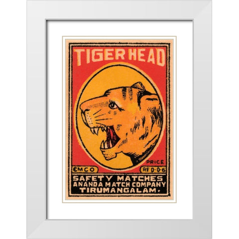Tiger Head Safety Matches White Modern Wood Framed Art Print with Double Matting by Phillumenart