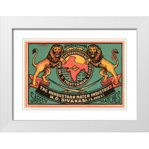 Hindusthan Safety Matches White Modern Wood Framed Art Print with Double Matting by Phillumenart