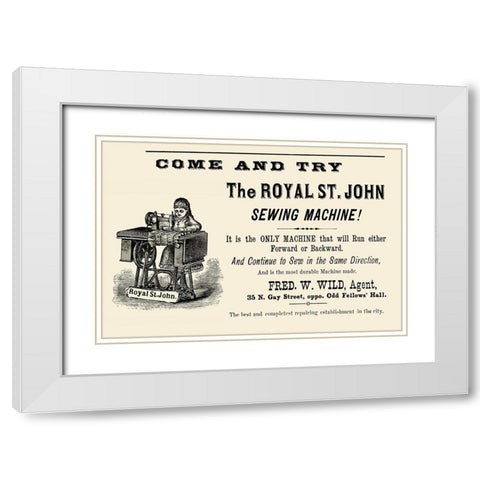 The Royal St. John Sewing Machine White Modern Wood Framed Art Print with Double Matting by Unknown