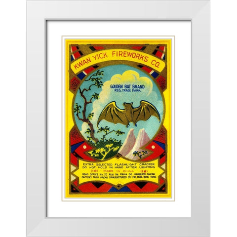Golden Bat Firecrackers White Modern Wood Framed Art Print with Double Matting by Unknown