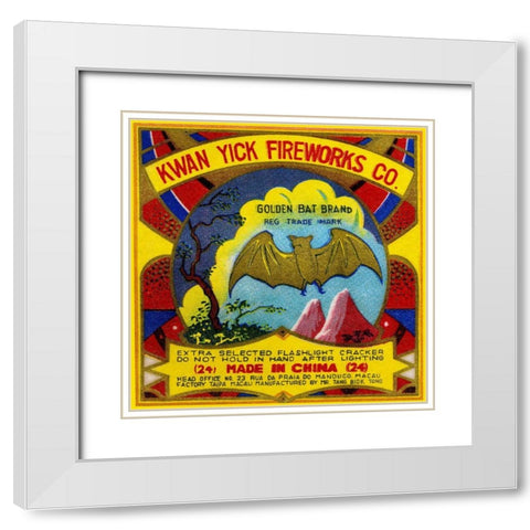 Kwan Yick Fireworks Co. Golden Bat Brand White Modern Wood Framed Art Print with Double Matting by Unknown