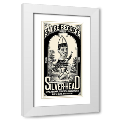 Smoke Beckers Silver-Head White Modern Wood Framed Art Print with Double Matting by Vintage Booze Labels