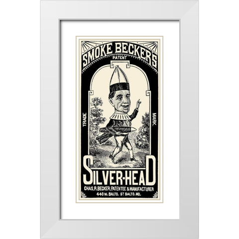 Smoke Beckers Silver-Head White Modern Wood Framed Art Print with Double Matting by Vintage Booze Labels