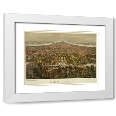 Birds-eye view of Manhattan, New York White Modern Wood Framed Art Print with Double Matting by Unknown