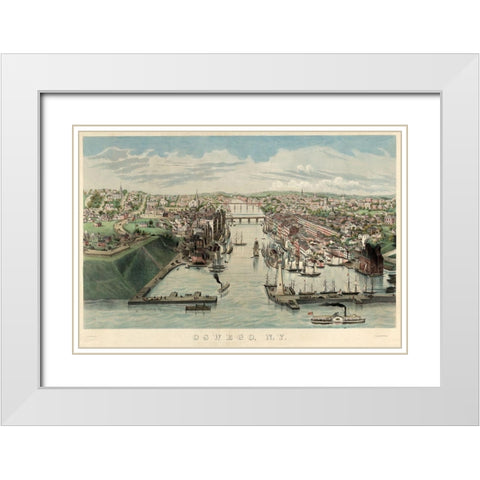 Oswego New York Harbor White Modern Wood Framed Art Print with Double Matting by Unknown